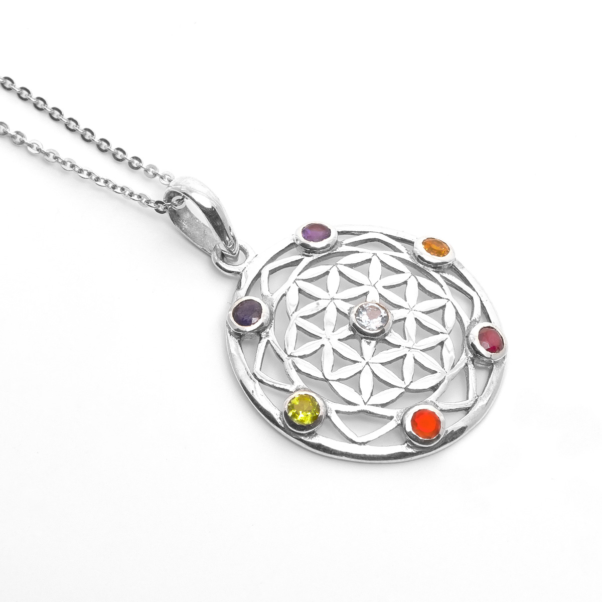 Pendentif univers argent Prakati en pierres naturelles